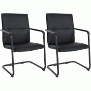 CLP Lot de 2 chaises cantilever Seattle en similicuir Noir / Noir - noir polyester 327449 CLP Lot de 2 chaises cantilever Seattle en similicuir Noir / Noir - noir polyester 327449