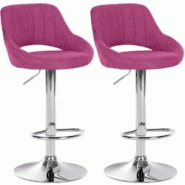 CLP Lot de 2 tabourets de bar Milet tissu Violet/Métal chromé - violet textile 324408 CLP Lot de 2 tabourets de bar Milet tissu Violet/Métal chromé - violet textile 324408