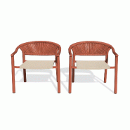 DCB GARDEN Lot de 2 fauteuils de jardin empilables en aluminium terracotta (L 56,5 x l 63 x H 73 cm) - SUMBA - 3700286491550