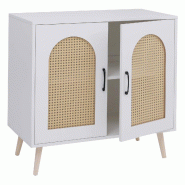 Décoshop26 - Commode 2 portes 2 compartiments design contemporain 79x80x40 cm en MDF mélaminé blanc et poly-rotin 04_0008825 - blanc 3000267167581 Décoshop26 - Commode 2 portes 2 compartiments design contemporain 79x80x40 cm en MDF mélaminé blanc et poly-rotin 04_0008825 - blanc 3000267167581