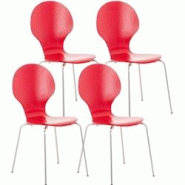 Décoshop26 - Lot de 4 chaises de cuisine salle à manger empilables dossier arrondi en bois rouge et métal chromé 10_0003174 - 3000251439441 Décoshop26 - Lot de 4 chaises de cuisine salle à manger empilables dossier arrondi en bois rouge et métal chromé 10_0003174 - 3000251439441