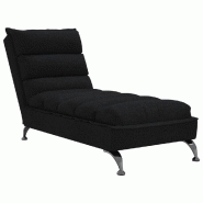 Décoshop26 - Méridienne chaise longue pour intérieur avec coussins en tissu noir DEC026088 - noir 3000255613649