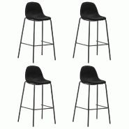 Décoshop26 - Set de 4 tabourets de bar chaises haute en tissu noir et métal DEC029427 - noir métal 3000257371295