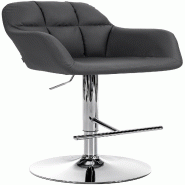 Décoshop26 - Tabouret de bar chaise haute x1 fonction rotation 360° en PVC noir avec coutures décoratives piètement métal chromé 10_0005254 - no