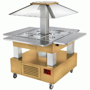 Diamond - Ilot buffet chauffant, bain marie, coupole motorisé, 4x GN1/1-150 (Bois Clair) - réf. CBM/4D-D1_KM - gris inox AKS-CBM/4D-D1_KM