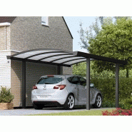 Ga16025z - carport en aluminium avec toit en arche - anthracite avec toit en polycarbonate transparent - l 300 x h227 cm