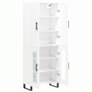 Helloshop26 - Buffet bahut commode armoire meuble de rangement organisateur cuisine salle de séjour salon haut 69,5 x 34 x 180 cm 02_0032549 - verre