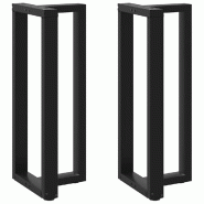 Helloshop26 - Lot de 2 pieds de table de bar en forme de T 40 x 35 x 100 cm robustes design moderne en acier noir 02_0057348 - noir acier 300023999548