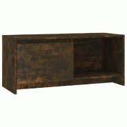 Helloshop26 - Meuble TV multimédia étagère télévision buffet téléviseur salle à manger salon chambre chêne fumé 90 x 35 x 40 cm bois 02_0027