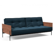 INNOVATION LIVING  CANAPÉ SPLITBACK  LAUGE CONVERTIBLE LIT 115*210 CM TISSU ARGUS NAVY BLUE MANCHETTES NOYER