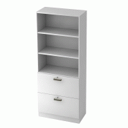 Matelpro - Amoire combinée de bureau avec support d'archives Londonien - Moderne & Design -Blanc, gris, érable, hêtre, noyer, blanc/argent, blanc/c