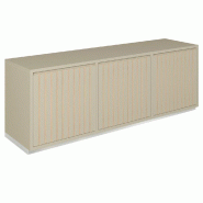 Meuble Vertigo T03 2 portes 2 tiroirs MDF naturel et taupe 180x47x60 cm
