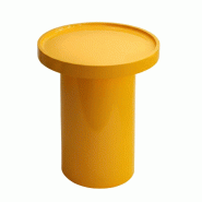 Oviala Business Table basse ronde 40 cm en MDF effet laqué jaune - jaune Bois manufacturé 114316