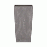 Prosperplast - Pot haut 11,4 L Urbi Square Effect en plastique avec réservoir, gris clair, 37,5x19,5x19,5 cm - gris plastique ZA1124
