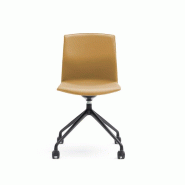 Siège de bureau Kabi Swivel - piètement pyramidal - coque en similicuir - roulettes laqué ou poli Siège de bureau Kabi Swivel - piètement pyramidal - coque en similicuir - roulettes laqué ou poli