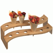 Support Bambou couleur naturelle pour 12 cônes bois 33x12,5x9cm - par 10