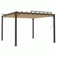 VidaXL Tonnelle avec toit à persienne 3x3 m Taupe Tissu et aluminium Modèle Atlas Focus Élite - marron 313925