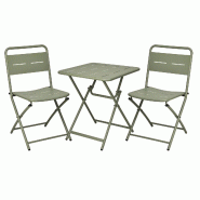 WellHome - Ensemble table Ø60cm et 2 chaises de jardin pliantes en acier en couleur verte - vert acier WH17554