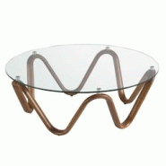 AC ANGEL CERDA Angel Cerdá Table basse ronde en verre trempé et noyer 2124C Ø115 x 38 - transparent verre 8435631027317 AC ANGEL CERDA Angel Cerdá Table basse ronde en verre trempé et noyer 2124C Ø115 x 38 - transparent verre 8435631027317