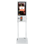 Borne de commande interactive sur pied 24" blanche pour restaurant Borne de commande interactive sur pied 24" blanche pour restaurant