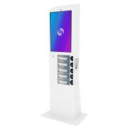 Borne de rechargement interactive connectée - 5 casiers sécurisés, écran tactile 27’’ - Câbles Lightning, Micro-USB, USB-C_1