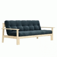 CANAPÉ CONVERTIBLE FUTON UNWIND PIN NATUREL COLORIS BLEU PÂLE 130 X 190 CM.