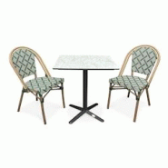 CITY Garden Ensemble repas de jardin 2 places en acier, plateau carré en HPL et fauteuil vert - BISTRO - noir acier BISTROTB70HPLMB+2FTV CITY Garden Ensemble repas de jardin 2 places en acier, plateau carré en HPL et fauteuil vert - BISTRO - noir acier BISTROTB70HPLMB+2FTV