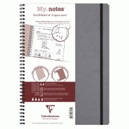 Clairefontaine Lot de 5 Cahier Age Bag My.Notes A4, 120p./60 feuilles marge détachable 90 g/m² reliure intégrale, couv. Coloris gris, ligné - 3329