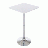 Décoshop26 - Table de bar bistrot plateau carrée 60x60 cm en bois blanc et métal chromé 10_0006146 - métal 3000265411167