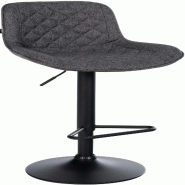 Décoshop26 - Tabouret de bar x1 repose-pieds hauteur réglable en tissu noir coutures losange cadre métal noir 10_0005848 - noir métal 3000265254788