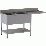 Diamond - Plonge 2 cuves et 1 égouttoir à droite, avec sous tablette et espace lave-vaisselle - réf. L1621/VD-SD2 - AKS-L1621/VD-SD2