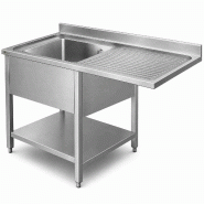 Évier industriel en acier inoxydable 120 x 60 cm pour lave-vaisselle avec égouttoir à droite WORLDMAI pour cuisine CHR, bar et restaurant. - inox F