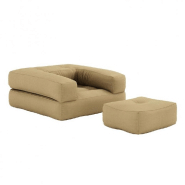 FAUTEUIL FUTON STANDARD CONVERTIBLE MINI CUBE COULEUR BEIGE BLÉ