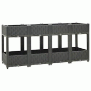 Helloshop26 - Jardinière lit surélevé plantes fleurs jardin 160 x 40 x 71 cm polypropylène gris foncé 02_0000921 - 3000072561536 Helloshop26 - Jardinière lit surélevé plantes fleurs jardin 160 x 40 x 71 cm polypropylène gris foncé 02_0000921 - 3000072561536