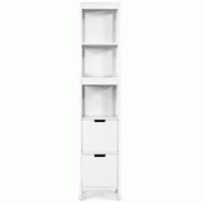 Helloshop26 - Meuble colonne de salle de bain armoire haute de rangement ouvert avec 2 tiroirs en mdf 305x305x145cm blanc 20_0005038 - 3000200131303 Helloshop26 - Meuble colonne de salle de bain armoire haute de rangement ouvert avec 2 tiroirs en mdf 305x305x145cm blanc 20_0005038 - 3000200131303