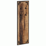 Helloshop26 - Porte-manteau mural décoratif design scandinave 35 x 8 x 110 cm avec 4 crochets en bois de manguier brut 02_0047360 - Bois massif 30002