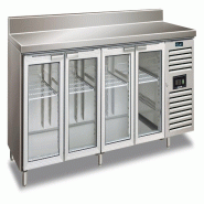 KLIMAITALIA Table frigo inox avec 4 ptes vitrées et crédence ventilée. Dégivrage auto. T° -2°C/+8°C. Dim. LxS&H 223x70x96 cm. CXF4200TNG - 4559