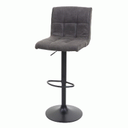 Mendler Tabouret de bar HWC-B13, chaise de bar tabouret de comptoir, imitation daim certifié MVG ~ gris foncé vintage - gris textile 74345