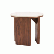 Oviala Business Table basse effet bois ronde diam 50 cm bois foncé - marron Bois massif 114539