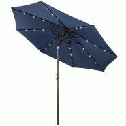 Parasol COSTWAY avec éclairage solaire LED, parasol de jardin à manivelle, inclinable à 30° des deux côtés, avec 8 baleines - bleu métal ZB33616ZK