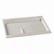 Plateau repas Atlas 1/2 pulpe de canne 27,3x19,4x2cm blanc - par 100