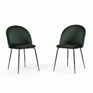 RATTATAN Lot de 2 chaises en velours avec pieds en métal, design élégant pour cuisine, salle à manger, bar ou restaurant – Sara – Vert foncé/ RATTATAN Lot de 2 chaises en velours avec pieds en métal, design élégant pour cuisine, salle à manger, bar ou restaurant – Sara – Vert foncé/