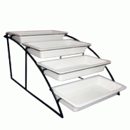 Support présentation pour plateaux gastronorme 1/3 4 niveaux 36cm époxy noir