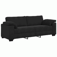 VidaXL Canapé à 3 places noir 220x77x82 cm velours Modèle Brellia - 8721158691910
