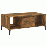 VidaXL Table basse Chêne fumé 90x50x36,5 cm Bois d'ingénierie Modèle Soleil Orion Plus - 821073