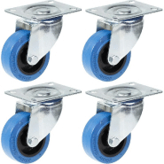 Roulette de 80mm 3" en caoutchouc bleu pivotante, capacité de 560kg, jeu de 4 Roulette de 80mm 3" en caoutchouc bleu pivotante, capacité de 560kg, jeu de 4