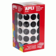 Apli 2832 gommettes rondes, diam. 15 mm, en rouleau, coloris noir - 8410782114871