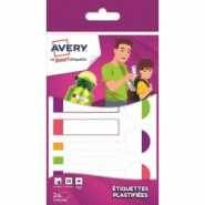 AVERY Lot de 30 24 étiquettes plastifiées blanches bordure couleur fluo, formats 63 x 16 / 63x 8 / Ø 25 mm - 5014702028939