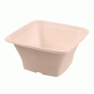 Bol carré bagasse naturelle 1200cc 18x18x9cm - par 400