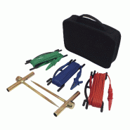 CHAUVIN ARNOUX - Kit de terre avec sacoche souple, 2 piquets de 18 cm, câbles 15 m rouge, 10 m bleu, 5 m vert sur enrouleurs en H